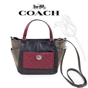 COACH Carrie Park Quilted Black Multi Suede Leather Crossbody Bag